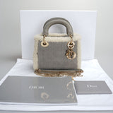 Christian Dior Lady Dior  2020 Mini Suede Shearling Cannage Lady Dior satchel