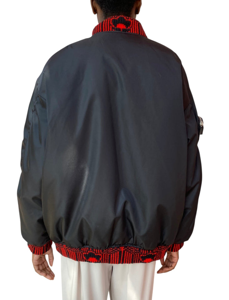 Prada 2021 Black Re-Nylon Knit Bomber Jacket - XS