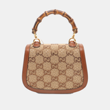 Gucci Bamboo 1947 Mini Brown Leather and Canvas with Glitter Crossbody Bag
