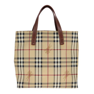 Burberry Haymarket Beige Leather Tote Bag ( )