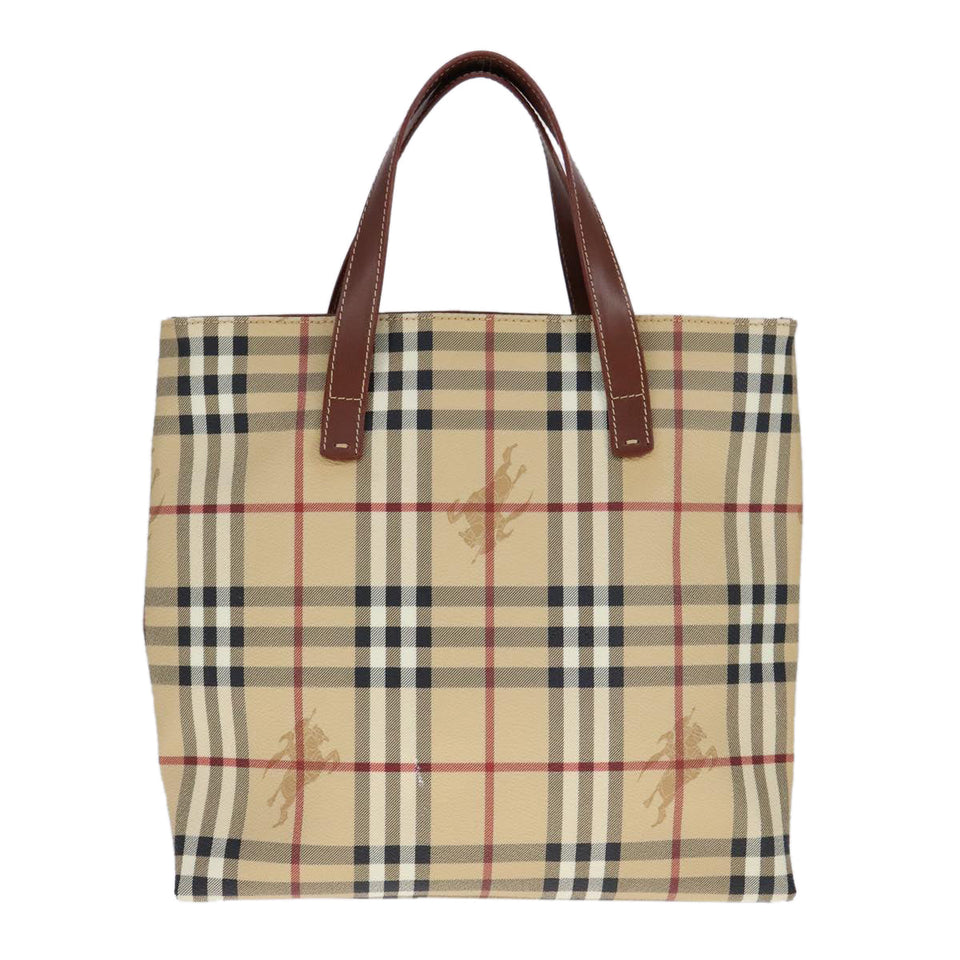 Burberry Haymarket Beige Leather Tote Bag ( )