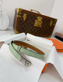 Hermes Kelly Belt Green Vert d’Eau Crocodile leather Palladium Hardware