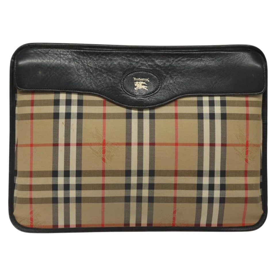 Burberry Nova Check Beige Canvas Clutch Bag ( )