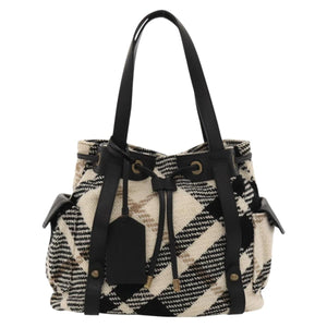 Burberry Nova Check White Wool Tote Bag ( )