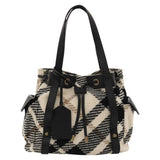 Burberry Nova Check White Wool Tote Bag ( )