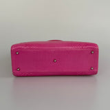Christian Dior Large Lady Dior Bag with Pink Python Leather and Silver Hardware