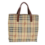 Burberry Haymarket Beige Leather Tote Bag ( )
