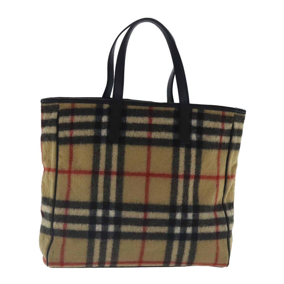 Burberry Nova Check Beige Wool Tote Bag ( )