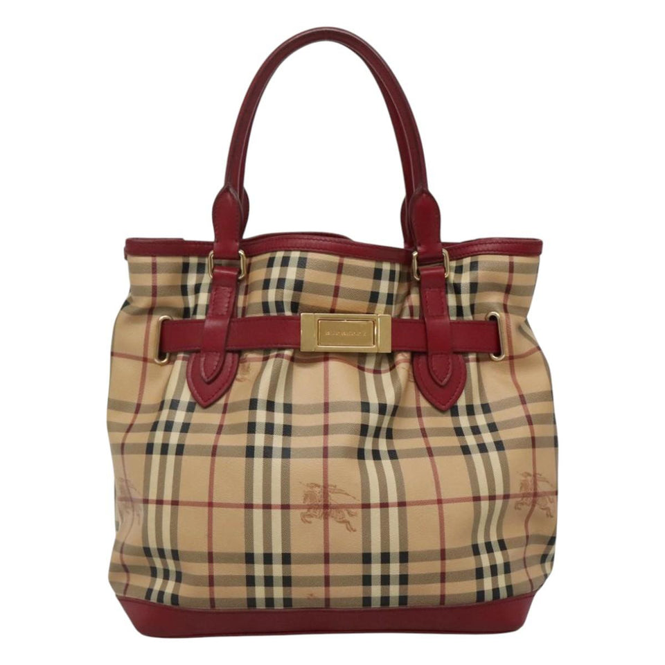Burberry Haymarket Beige Canvas Handbag ( )