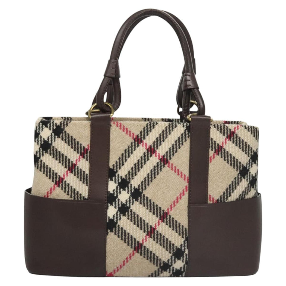 Burberry Nova Check Beige Wool Tote Bag ( )