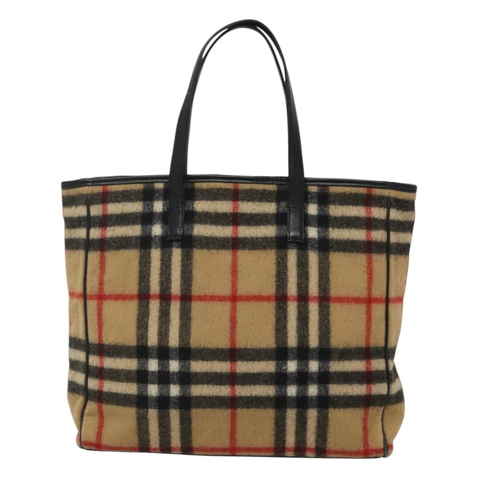 Burberry Nova Check Beige Wool Tote Bag ( )