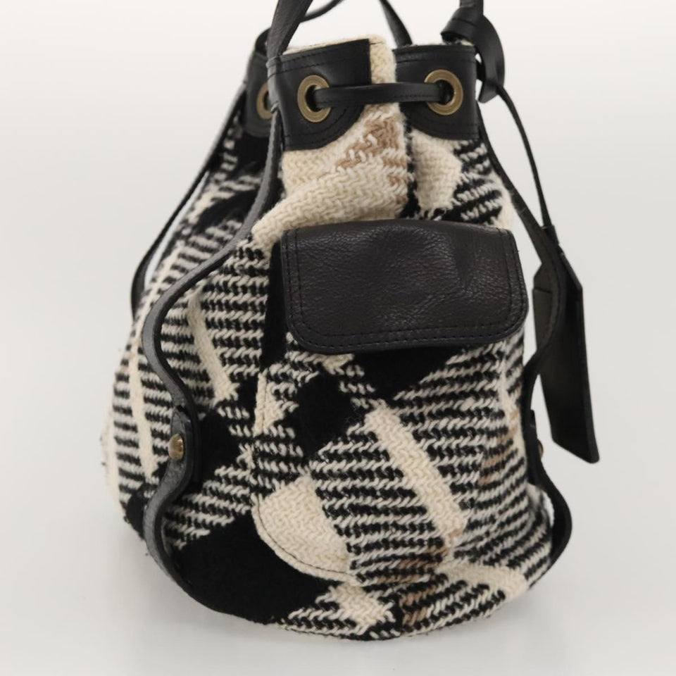 Burberry Nova Check White Wool Tote Bag ( )