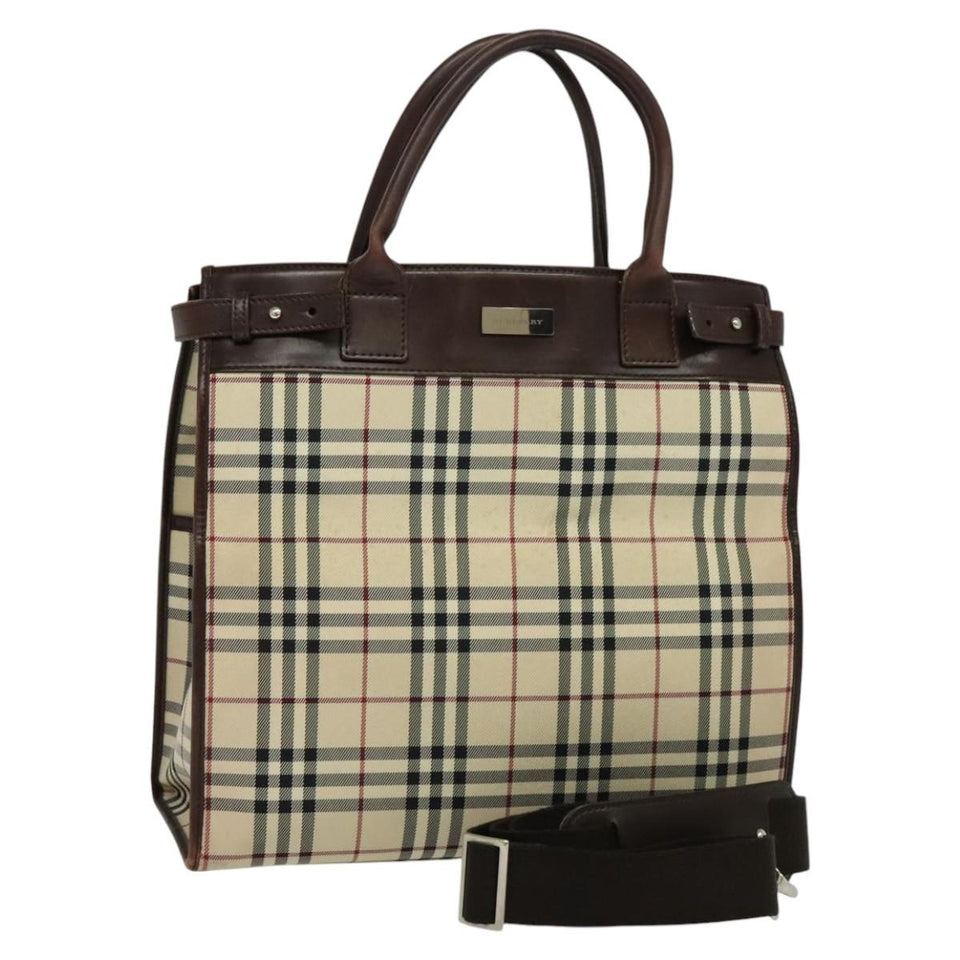 Burberry Nova Check Beige Canvas Handbag ( )