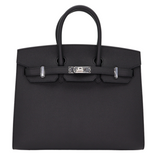 Hermes25cm Birkin Sellier Black Epsom Leather Palladium Hardware