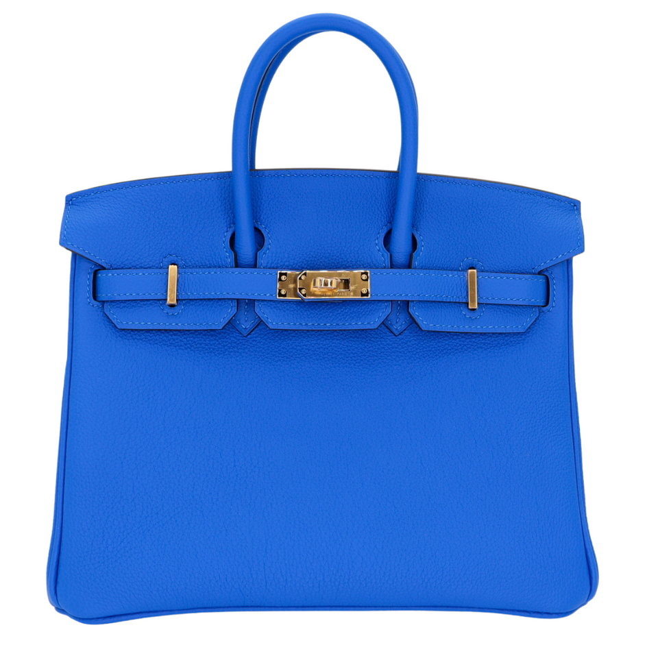 Hermes25cm Birkin Bleu Hydra Togo Leather Gold Hardware