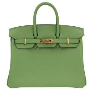 Hermes25cm Birkin Vert Criquet Swift Leather Gold Hardware