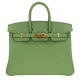 Hermes25cm Birkin Vert Criquet Swift Leather Gold Hardware