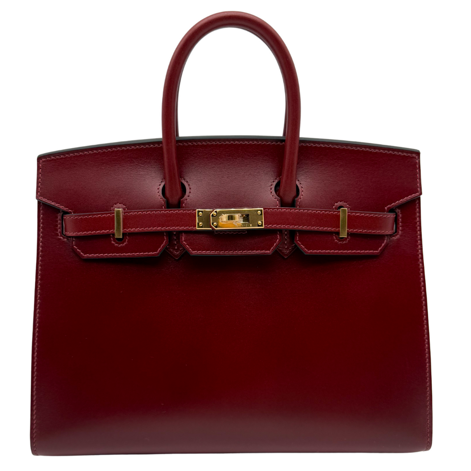 Hermes25cm Birkin Sellier Rouge H Box Calf Leather Gold Hardware