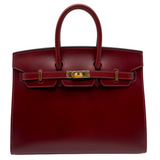 Hermes25cm Birkin Sellier Rouge H Box Calf Leather Gold Hardware