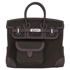 Hermes25cm Birkin Cargo Bronze/ Ebene Canvas/ Swift Leather Palladium Hardware