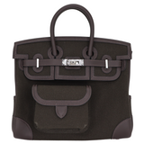 Hermes25cm Birkin Cargo Bronze/ Ebene Canvas/ Swift Leather Palladium Hardware