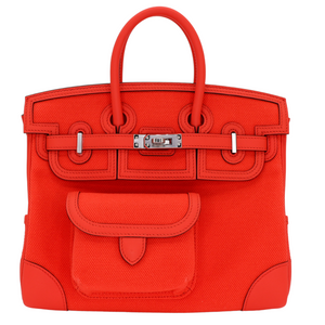 Hermes25cm Birkin Cargo Orange Field Toile/ Swift Leather Palladium Hardware