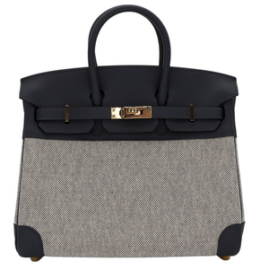 Hermes25cm Birkin Gris Misty Toile/ Swift Leather Permabrass Hardware