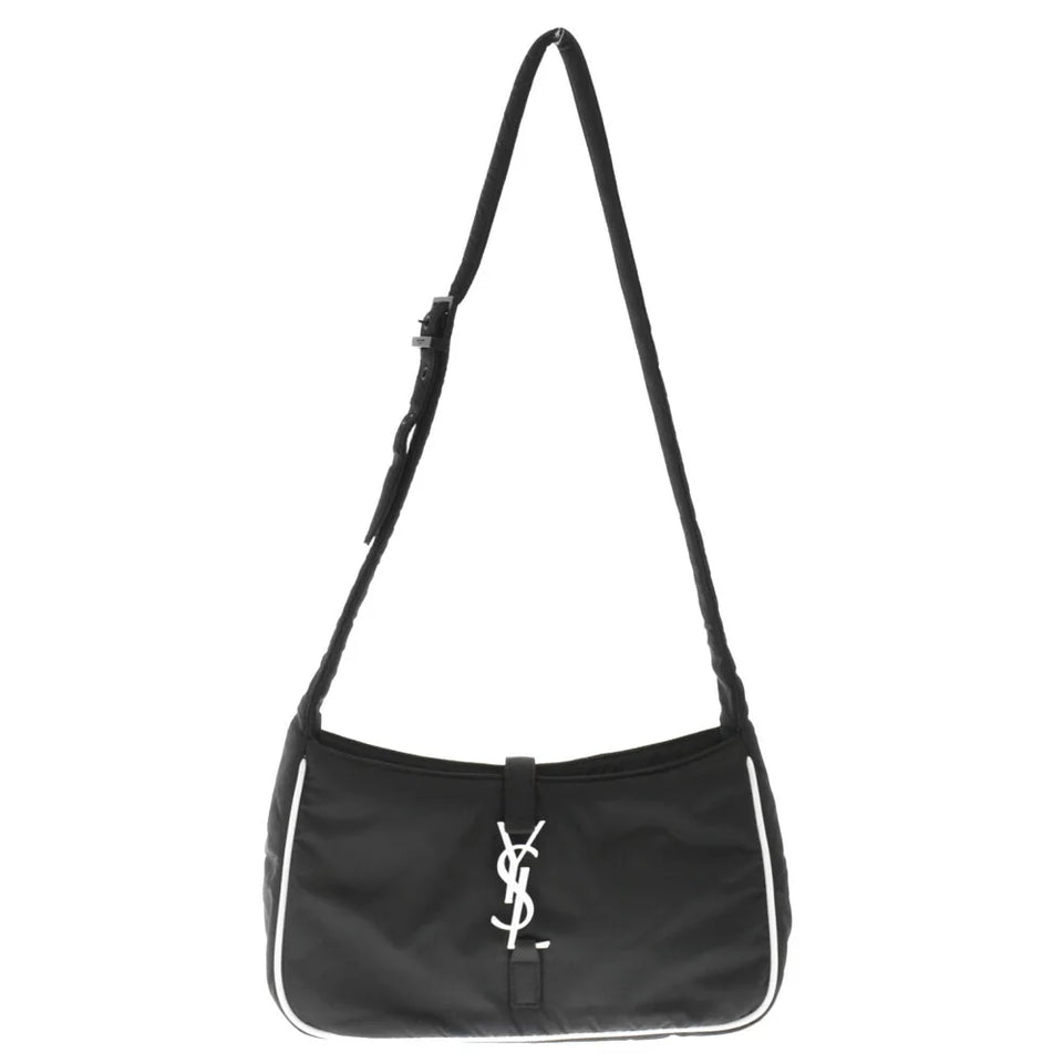 Saint Laurent- Paris Logo Hook Nylon Shoulder Bag Black