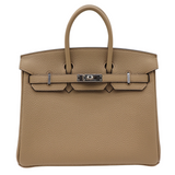 Hermes25cm Birkin Beige Marfa Togo Leather Palladium Hardware