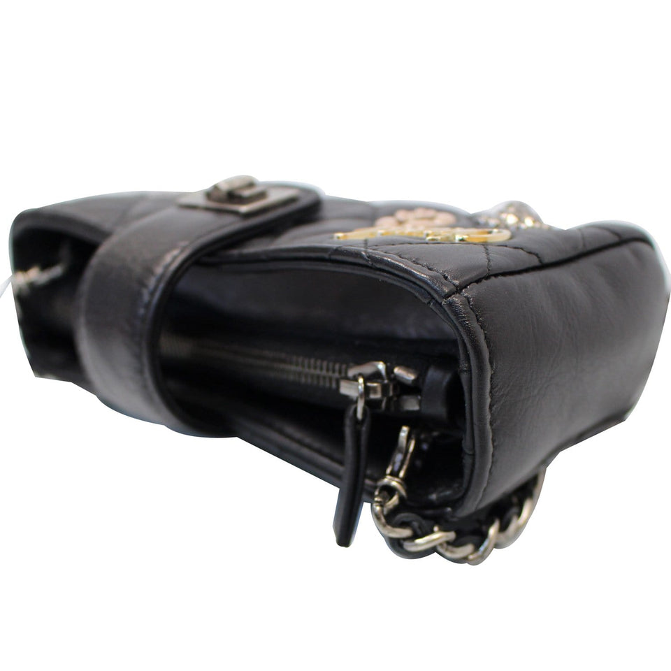 Chanel Reissue Lucky Charm Quilted Leather Chain Crossbody Clutch Bag Black
