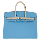 Hermes25cm Birkin HSS Sellier Celeste/ Craie Epsom Leather Brushed Palladium Hardware