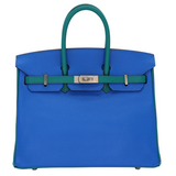 Hermes25cm Birkin HSS Bleu Hydra/ Bleu Paon Chevre Brushed Palladium Hardware