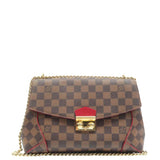 Louis Vuitton Caissa Chain Damier Ebene Clutch Shoulder Bag Brown