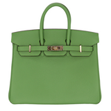 Hermes25cm Birkin HSS Vert Criquet Chevre Leather Gold Hardware