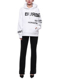 Luxury Burberry Horseferry Print Hooded Top White