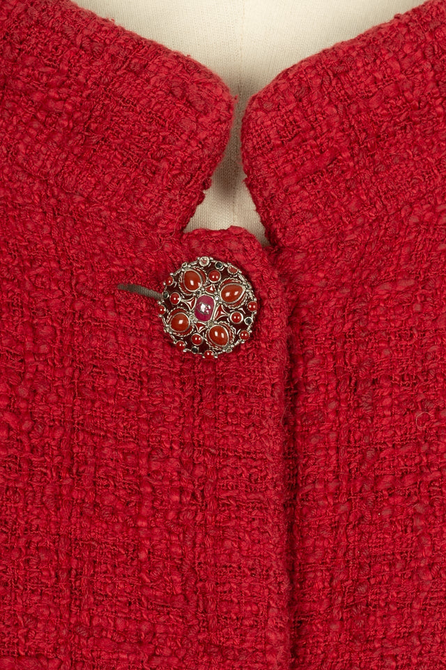 Chanel Red Tweed Jacket – Cotton & Silk Lining | Bags Junction
