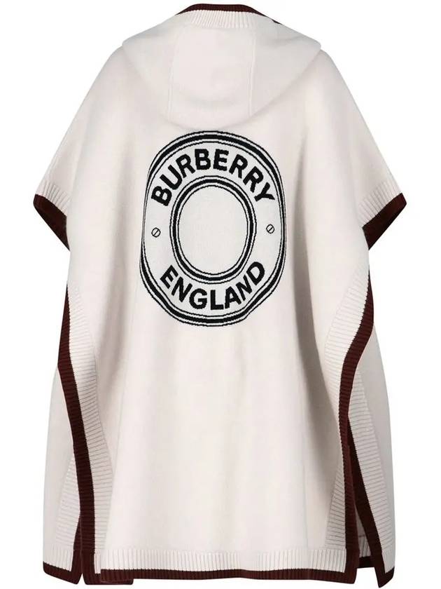 Luxury Burberry Logo Wool Cashmere Cape Ivory