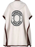 Luxury Burberry Logo Wool Cashmere Cape Ivory