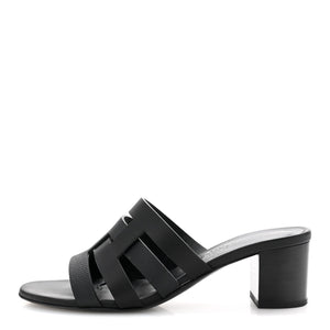 Hermes Calfskin Epsom Amica Sandals 35 Black