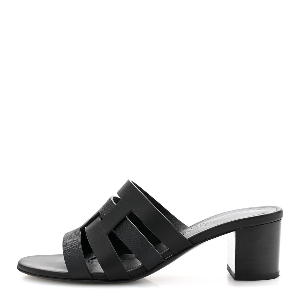 Hermes Calfskin Epsom Amica Sandals 35 Black