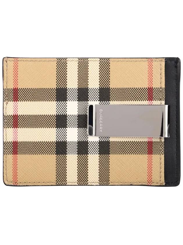 Luxury Burberry Vintage Check Money Clip Card Wallet Archive Beige