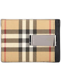 Luxury Burberry Vintage Check Money Clip Card Wallet Archive Beige