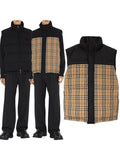 Luxury Burberry Check Panel Reversible Vest Beige