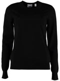Luxury Burberry Check Patch Merino Wool Knit Top Black