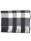 Luxury Burberry Gingham Check Fringe Muffler Navy