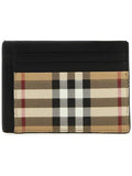 Luxury Burberry Vintage Check Money Clip Card Wallet Beige