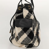 Burberry Nova Check White Wool Tote Bag ( )