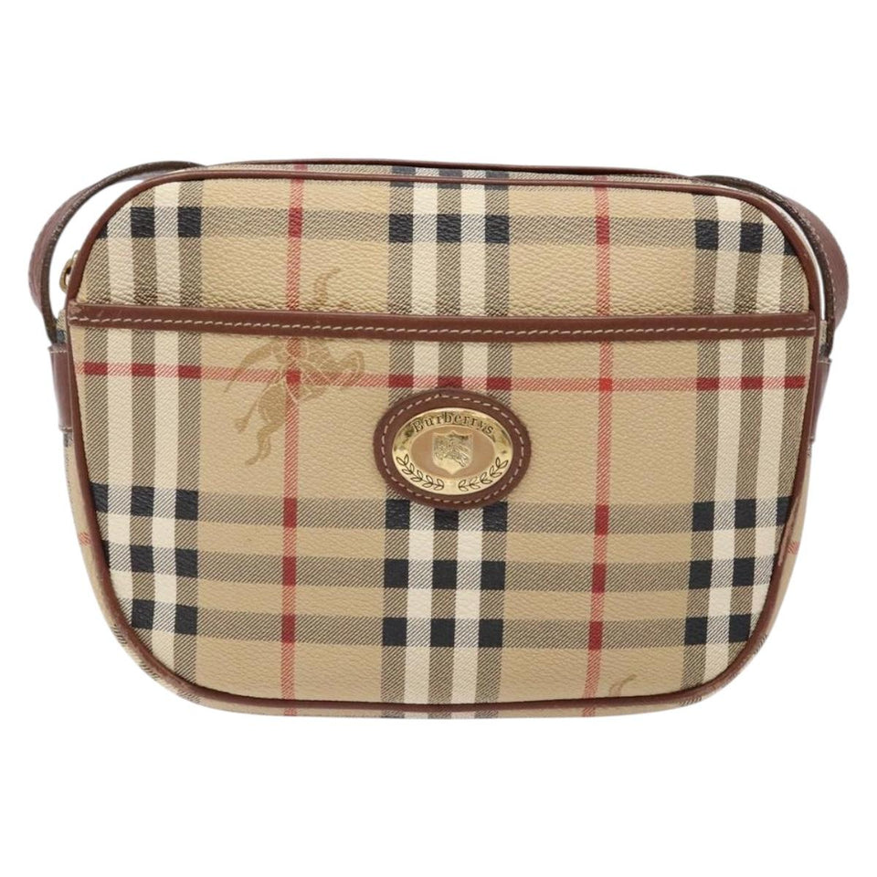 Burberry Nova Check Beige Canvas, Leather Shoulder Bag ( )
