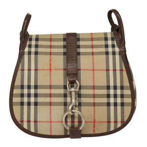 Burberry Vintage Check Brown Canvas Shoulder Bag ( )