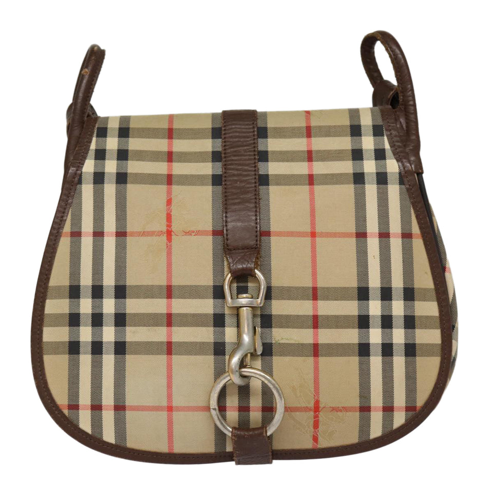 Burberry Vintage Check Brown Canvas Shoulder Bag ( )
